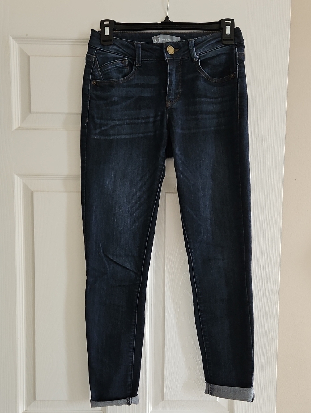 0P Wit & Wisdom Dark Indigo Skinny Jeans with Subtle Fading